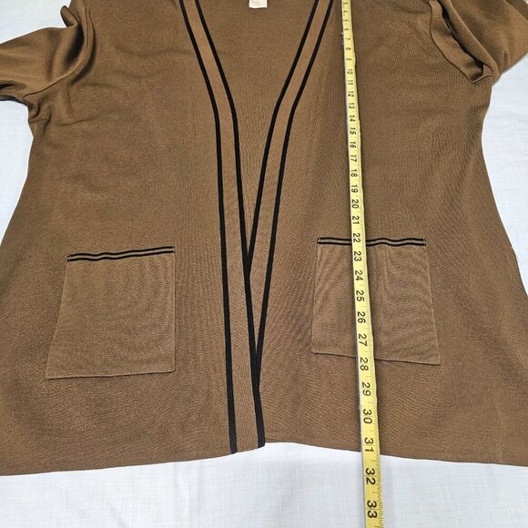 Exclusively Misook Women Open Knit Tailored Jacket Size 2X Brown - Picture 12 of 12